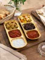 اردوخوری استیل طلایی نقره ای چند خانه