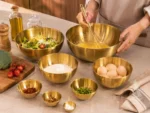 کاسه استیل طلایی نقره ای