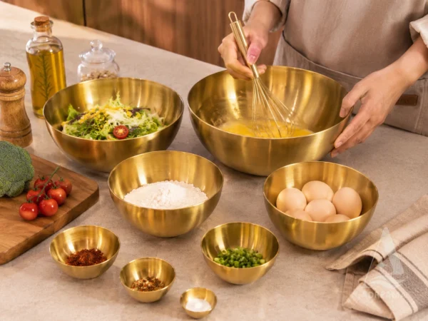 کاسه استیل طلایی نقره ای