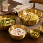 کاسه استیل طلایی نقره ای
