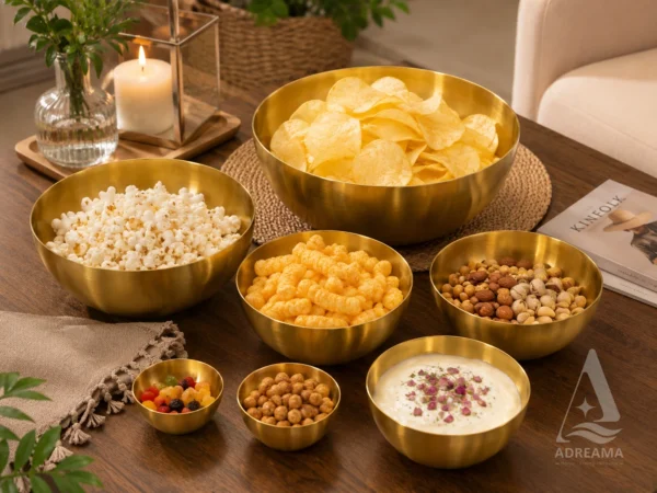 کاسه استیل طلایی نقره ای