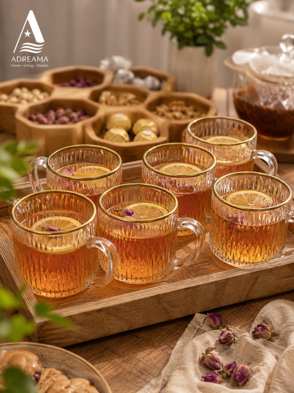 فنجان شیشه‌ای سولو لب طلا