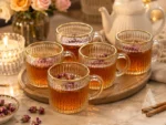 فنجان شیشه‌ای سولو لب طلا