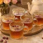 فنجان شیشه‌ای سولو لب طلا