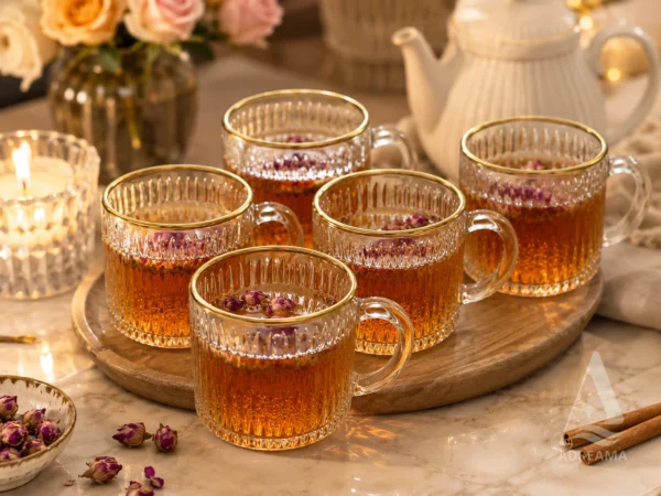 فنجان شیشه‌ای سولو لب طلا