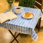 رومیزی چهارخانه لبه‌گیپور