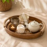 سینی چوبی بیضی دسته کنفی