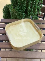 سینی چوبی مربع دسته کنفی