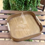 سینی چوبی مربع دسته کنفی