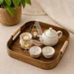 سینی چوبی مربع دسته کنفی
