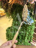 قاشق سرو بزرگ استیل دسته چوبی