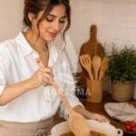 قاشق چوبی بزرگ دسته بلند