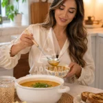 ملاقه استیل دسته بامبو