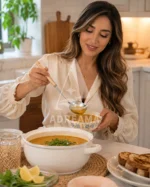 ملاقه استیل دسته بامبو