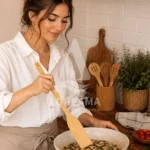 کفگیر پارویی تخت بلند چوبی