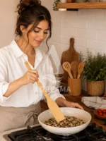 کفگیر پارویی تخت بلند چوبی