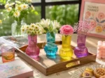 گلدان نقلی رنگی شیشه‌ای