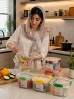 ظرف درب دار پلاستیکی مربع واشردار