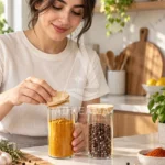 شیشه ادویه درب چوبی
