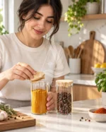 شیشه ادویه درب چوبی