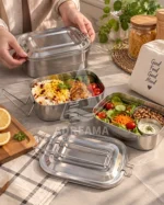 ظرف غذای فلزی دو طبقه