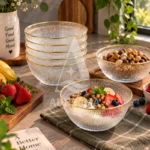 کاسه شیشه ای لب طلا