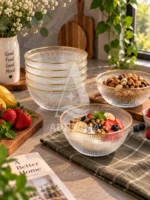 کاسه شیشه ای لب طلا