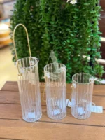 گلدان شیشه ای دسته طلایی