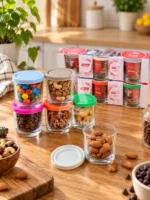 پیاله شیشه ای درب دار