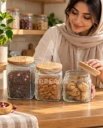 بانکه شیشه‌ای درب چوبی