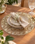 زیر بشقابی گرد طرح‌دار